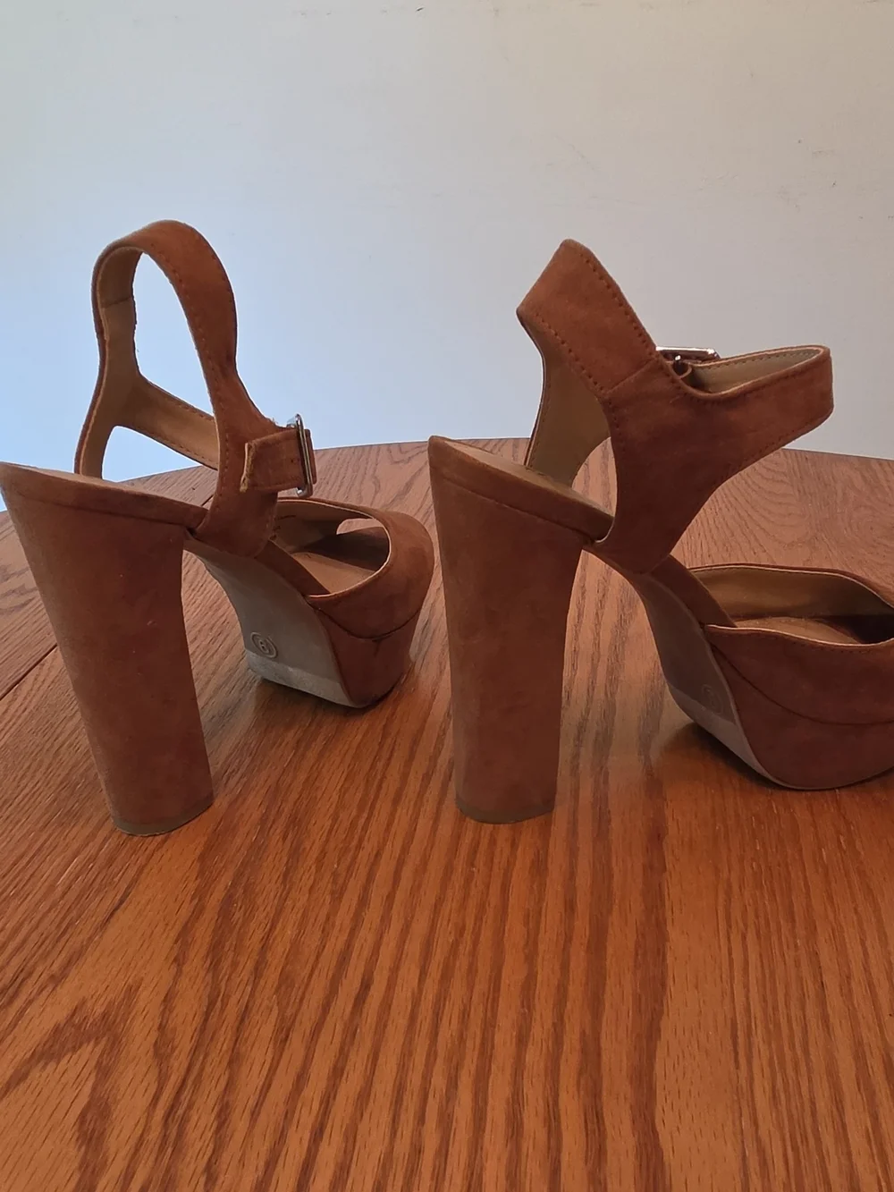 Mossimo Supply Co. Tan Suede Platform Block Heel Sandals